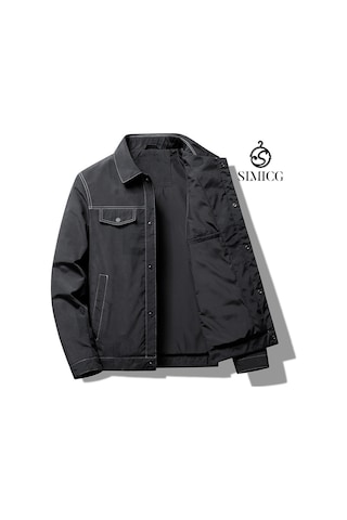 İş Yakası Tasarımına Sahip, Şık Ve Çok Yönlü, Slim Fit Erkek Ceketi. Siyah