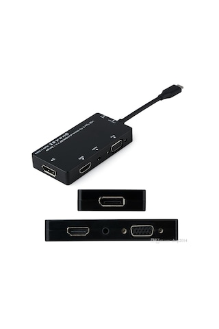 Usb 3.1 Type-C To Hdmi Vga Displayport Ses Combo Çevirici 4 In 1