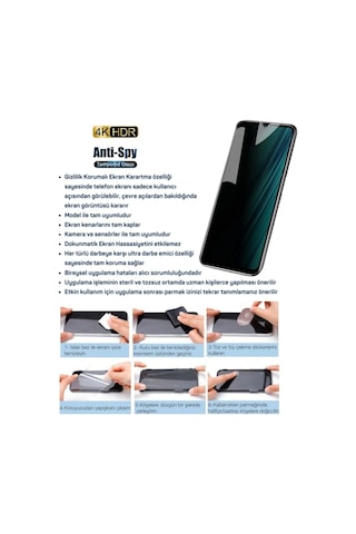 Redmi 15C Hayalet Ekran Koruyucu 9D Kırılmaz Cam Gizlilik Korumalı - Extra Koruma-Tam Kaplar