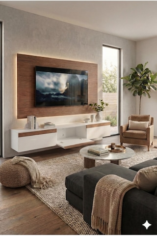 Purelıne Ledli Duvar Tv Ünitesi 140 Cm Ceviz Beyaz Beyaz-ceviz 160 Cm