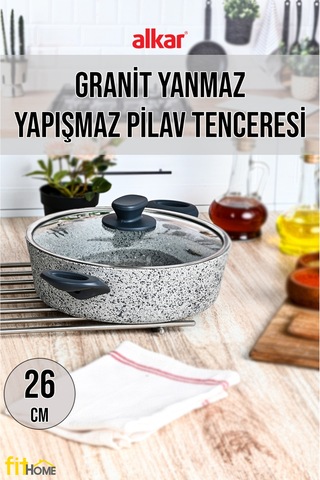 Granit Yanmaz Yapışmaz Yakamoz Model Pilav Tenceresi 26 Cm