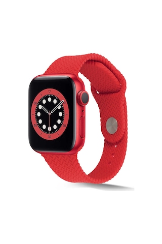Ekılıf - Apple Uyumlu Watch 44mm - Kordon Silikon Kordon Krd-37 - Kırmızı