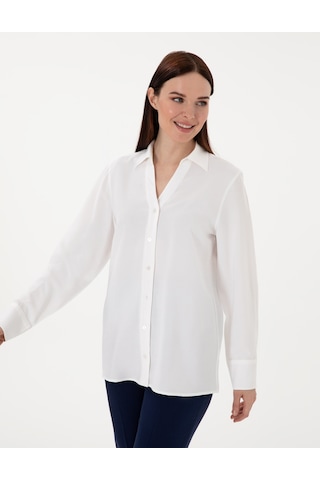 Pierre Cardin Kadın Beyaz Gömlek Desenli 50311566-vr013 Beyaz