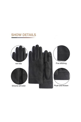 Esnek Sızdırmaz Parmaklara, Dokunmatik Ekran Uyumlu Parmak Uçlarına Ve Rüzgar Geçirmez Süet Eldivenlere Sahip Sıcak Kış Eldivenleri