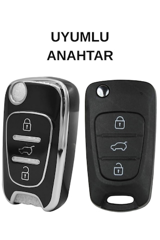 Hyundai Ve Kia - İ10 İ20 İ30 İx25 İx35 Elentra Ceed Picanto Rio 3 Buton Nano Anahtar Kılıfı