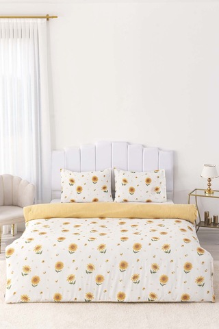 Ayçiçeği Çift Kişilik Nevresim Takımı Pamuklu Yeşil