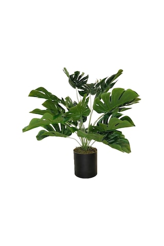 Yapay Çiçek Monstera Deve Tabanı Siyah Saksılı Salon Çiçeği 18 Ya