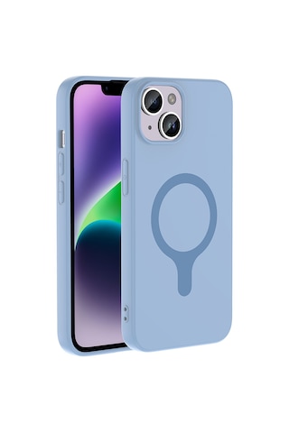 Apple iPhone Uyumlu 13 Kılıf M-safe Şarj Özellikli Zore Aris Silikon Kapak - Baby Blue