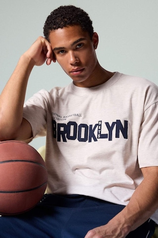 Defacto Nba Brooklyn Nets Kısa Kollu Tişört G0916ax26smbg277 Bej-bg277