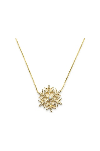 925 Ayar Gümüş Zirkon Taşlı Kartanesi Kadın Kolye Gold Silver Renk Seçenekli Altın - 911677356 Altın