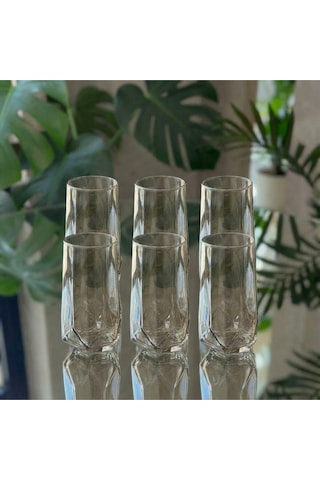 Alfafe Home 12 Li Füme Cam Su Bardağı Seti 6 Uzun + 6 Kısa Modern Bardak Takımı Su Seti
