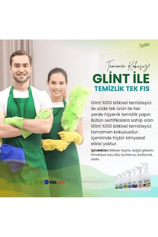 Glint 2 X 1 Litre %100 Çok Amaçlı Temizleyici Vegan Leke Çıkarıcı - Yağ Çözücü 2 Adet 2'li Set