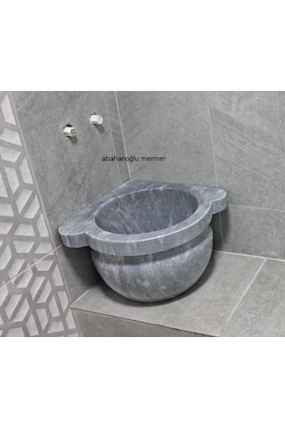 Mermer Banyo Seti Banyo Kurnası Gri - Siyah Mermer Banyo Seti Banyo Kurnası Gri - Siyah