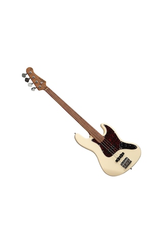 New Orleans Nja300fs Okoume Ağacı Vintage Bej Perdesiz Aktif Elektro Bass Gitar