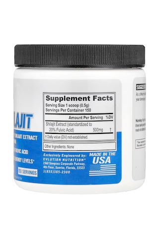Evlution Shilajit Powder Unflavored 500 Mg 150 Servis