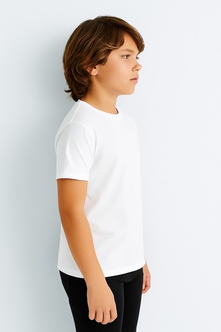 Esila Kids Çocuk Tişört Unisex Kısa Kollu Pamuklu Beyaz