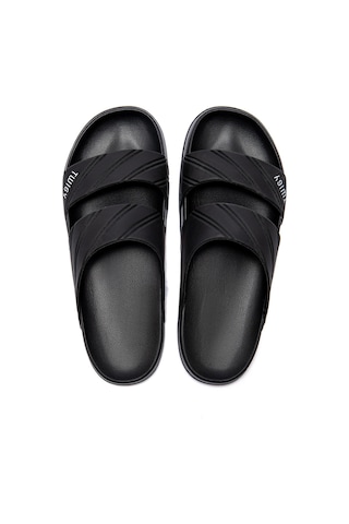 Twigy Kevin Çizgili Erkek Terlik - Siyah