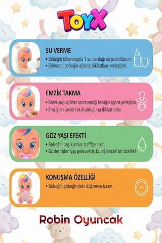 Ağlayan Ve Konuşan Et Bebek 20 Cm Su İçen Bebek Oyuncağı 3+ Yaş Pembe