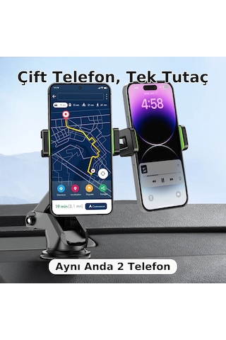 5.0-6.9 İnç Uyumlu 2 Mandallı Vakumlu 360 Döner Telefon Tutucu
