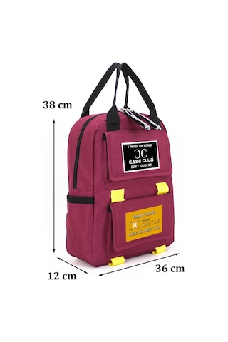 Case Club Kadın Sırt Çantası Yandan Cepli Su Geçirmmez Kumaş Bordo