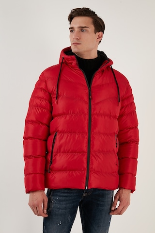 Buratti Peluş Astarlı Kapüşonlu Fermuarlı Slim Fit Şişme Erkek Mont 5762010 Kırmızı
