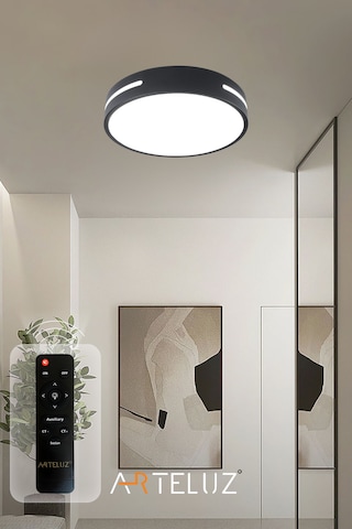 Yuvarlak Model Modern Plafonyer Avize 30 Cm Siyah