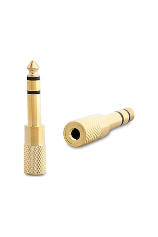 Ayt 6.3 Mm Stereo Erkek 3.5 Mm Stereo Dişi Sarı Metal Gold Jack Fiş Çevirici Mikrofon Ses Kablosu Soketi Girişi