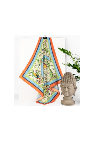 Inno 60x60 Cm Premium Saten Desenli Dikişli Fular Sarı