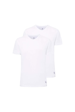 U.S. Polo Assn. U.s Polo Assn. 80197 Erkek 2'li Yuvarlak Yaka Yarım Kol Atlet-beyaz Beyaz