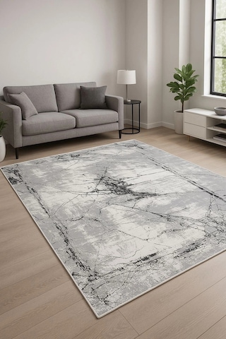 Blghome Mermer Desen Modern Halı Dekoratif Kilim Gri