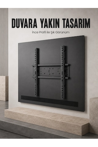 Kargo Sabit Televizyon Askı Aparatı 50"-95" İnce Profil Sağlam Metal Tv Duvar Braketi Najmaddin Çok Renkli