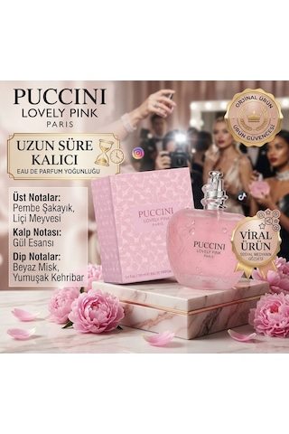 Puccini Lovely Pink Edp 100 Ml Kadın Parfümü Pembe Şakayık & Gül Esaslı Viral Uzun Süre Kalıcı Özel Seri Çiçeksi - Meyve - Odunsu