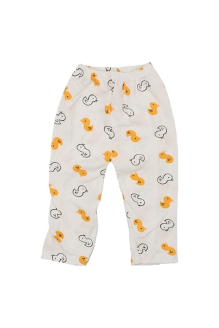 Bebegen Unisex Ekru Sarı Ördekli Çıtçıtlı Pijama Takımı Çok Renkli