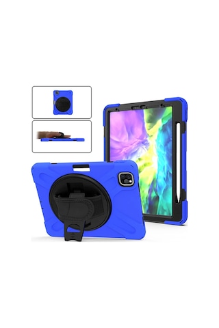 Apple Uyumlu iPad Pro11 2021-2020-2018 Kılıf Shockproof 3 Katmanlı Standlı Zırh Kılıf Ka - Hs08375211-4 Kırmızı Arka Kapak