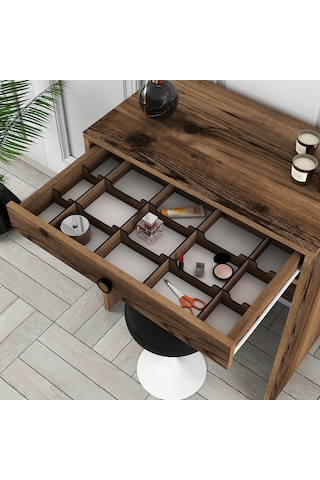 Lizbon Mini Makyaj Masası Aynalı - Ceviz / Ceviz