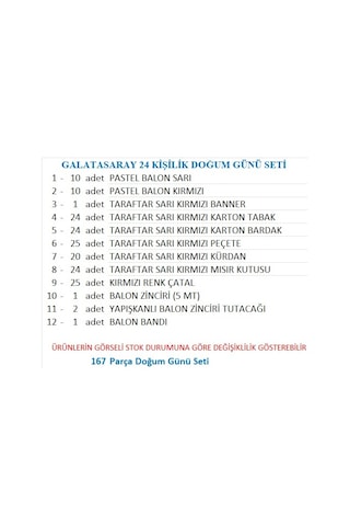Taraftar Gs 24 Kişilik Doğum Günü Seti