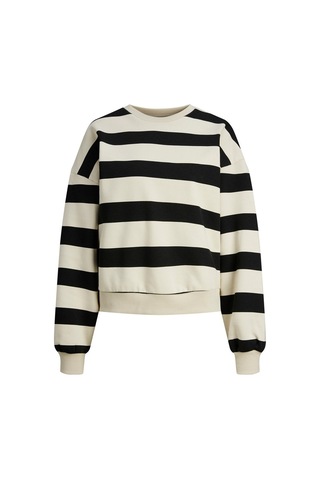 Jack & Jones Jjxx Rahat Kesim Çizgili Siyah - Ekru Kadın Sweat 12243288 001