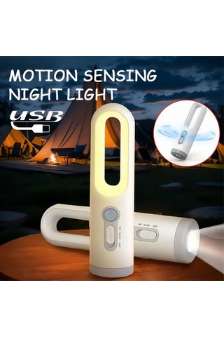 Boatshop1 1 Adet White İnsan Vücudu Algılayan Akıllı Okuma Lambası Usb Şarjlı Çok Fonksiyonlu El Feneri Acil Durum Ve Gece Kullanımı İçin Ev Ofis Seyahat