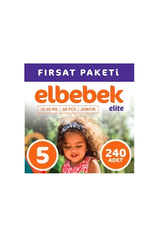 Elbebek Elite Bebek Bezi 5 Numara Junior Fırsat Paketi 240 Adet 5'li