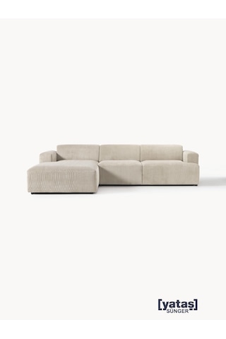 Most Mollista 3 Modül Sol Köşe Koltuk Ekru Fitilli Kadife Kumaş Y