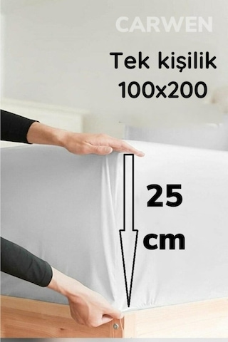 Tek Kişilik Ranforce Pamuk Kumaş Lastikli Çarşaf Seti 100x200 Gri