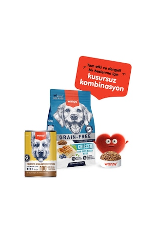 Wanpy Premium Tahılsız Biftekli Köpek Konservesi 375gr X 12 Adet
