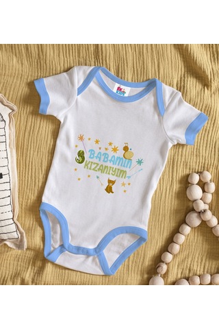 Bk Gift Bk Kids Babamın Kızanıyım Tasarımlı Mavi Bebek Body Zıbın-1 Çok Renkli