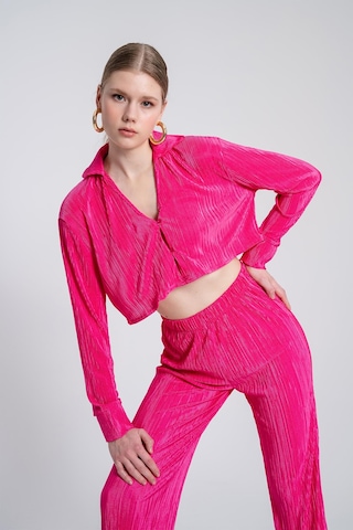 Holly Lolly Crop Model Düğme Kapamalı Comfy Crop Gömlek Pembe