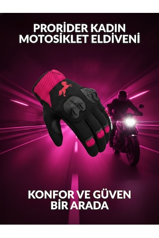 Yüksek Korumalı Kadın Motosiklet Eldiveni Pembe Avuç İçi Slider Korumalı