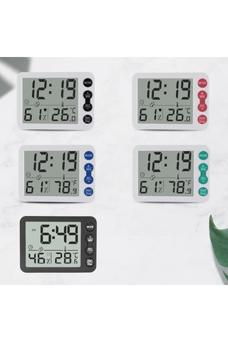 Ts-9606-wb Geniş Ekran Alarm Zamanlayıcı Sıcaklık Nem Ölçer Beyaz Siyah Beyaz + Siyah