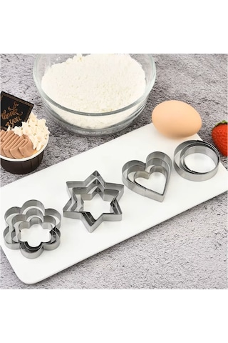 12 Adet Paslanmaz Çelik Kurabiye Kalıbı Seti Çok Renkli