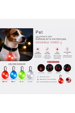 Bakgelal Klipsli Led Evcil Hayvan Güvenlik Işığı Köpek Ve Kedi Tasma Görünürlük Lambası
