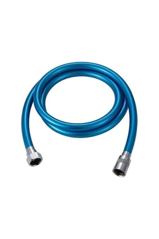 Mavi Renkli Pvc Kopmaz Örgülü Banyo Duş Spiral Hortumu 150 Cm