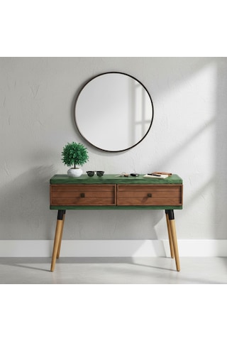 Mobenta Stria Entry: Modern Masif Dresuar 2 Çekmeceli Antre Konsolu - 120x31 Ye-bk Yeşik-bakır
